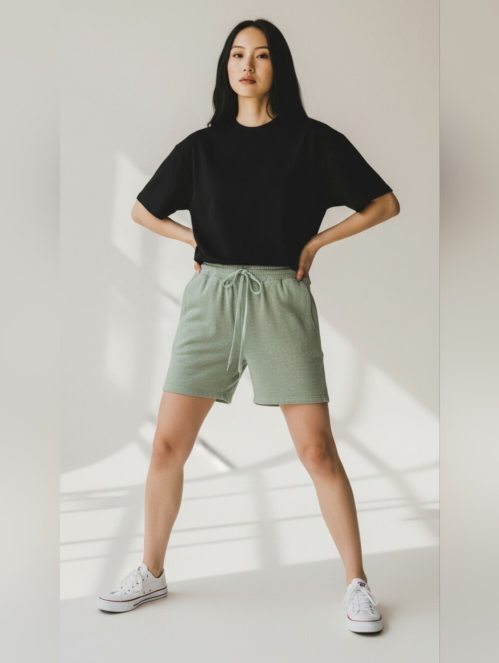 Outdoor Voices Sage Green Drawstring Athletic Shorts Misses Size Small